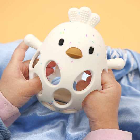 Silicone Baby Teething Gloves – Cartoon Chick Design Anti-Bite Hand Protection for Gum Relief (3+ Months)