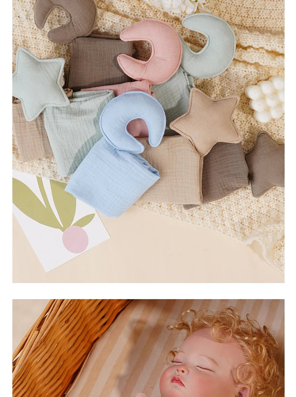 Baby Cotton Muslin Comfort Blanket - Cute Cat Doll Security Towel for Infants