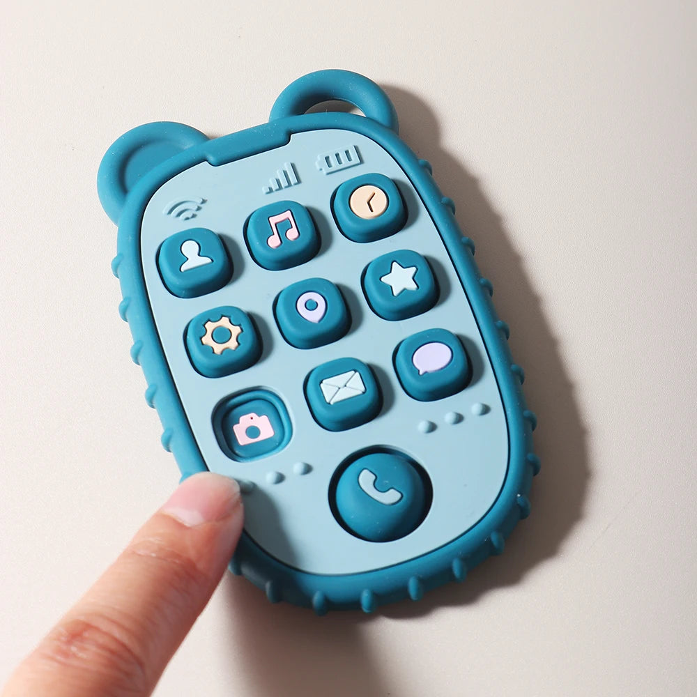 New Baby Phone Teether - Silicone Mobile Shape Sensory Educational Toy Gift Set