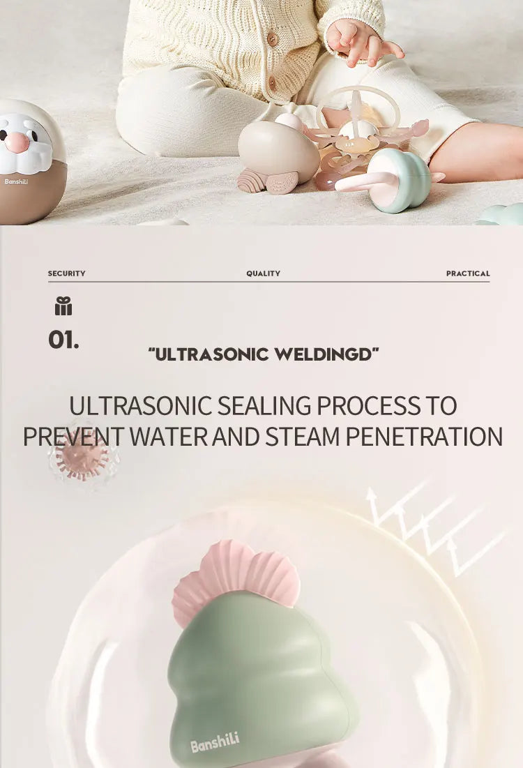 Silicone Baby Rattle Teether - Soft Chewable Sensory Toy for Infants 0-3 Years