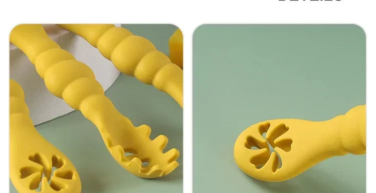 3PCS Silicone Baby Utensils Set โ Soft Spoon & Fork for Toddlers โ Self-Feeding Training Cutlery
