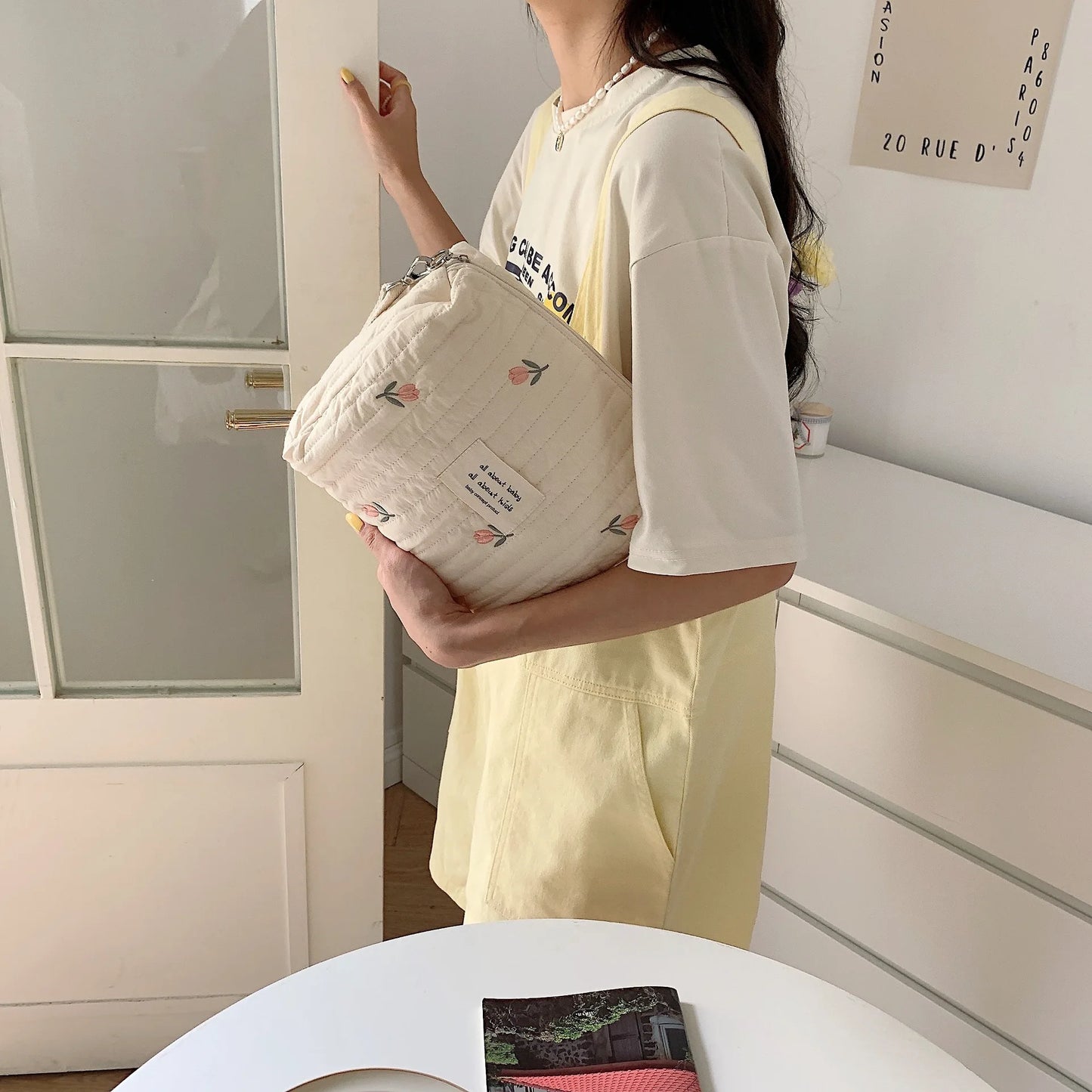 Ins Cotton Diaper Bag for Stroller Hanging Bag Baby Items Nappy Caddy Organizer Mommy Bag Zipper Cute Women Makeup Bag Kids