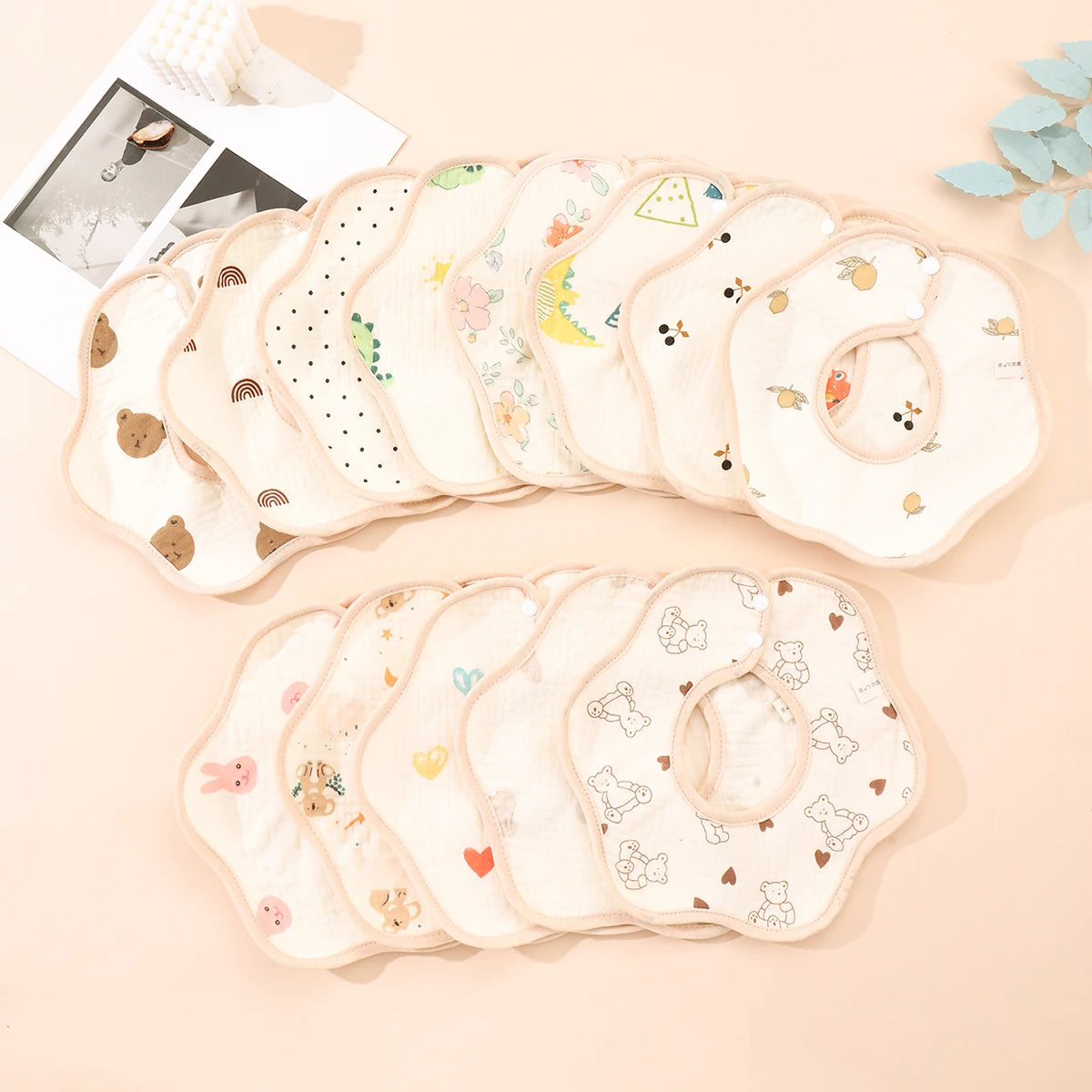 3pcs Waterproof Cotton Gauze Baby Bibs New Absorbent Saliva Towel Newborn Burp Cloths Bandana Scarf for Boys Girls Feeding Bibs