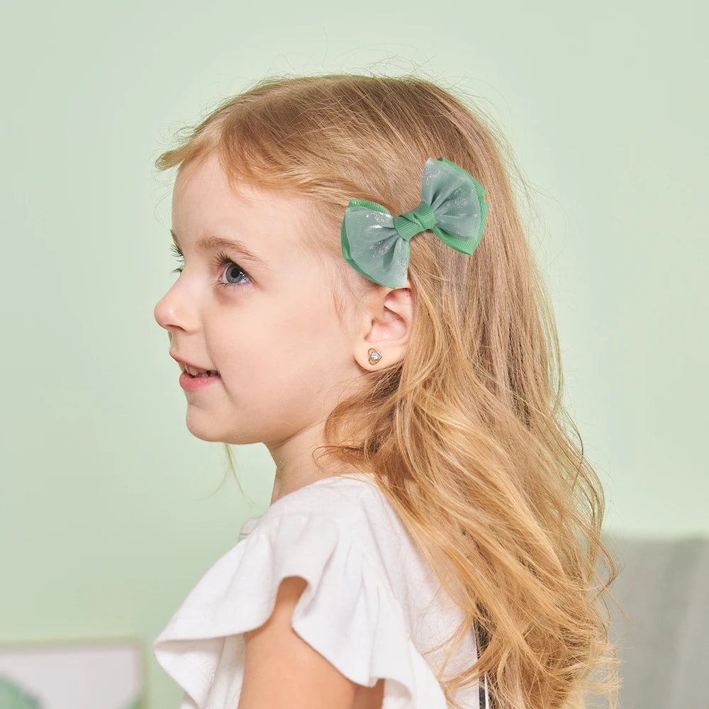 10Pcs/set lovely bowknot hairgripes for girls hair bangs hair clip fresh yarns ribbon alloy barrette boutique kids headwear
