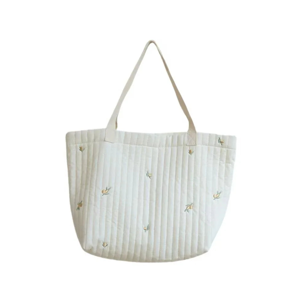 Cotton Embroidery Baby Diaper Bag - Large Capacity Mommy Tote & Organizer