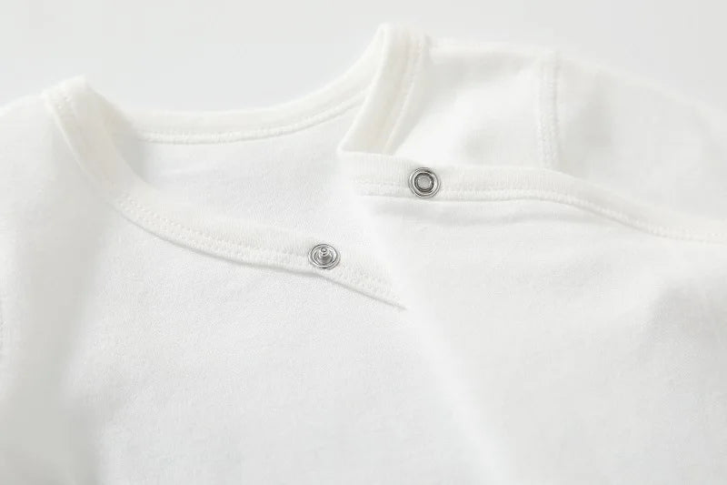 Newborn Baby Clothing Slanting Open Buckle T Shirt Tops Cotton Long Sleeves Solid Color Tees Baby Boys Girls Outfit 0-12 Months