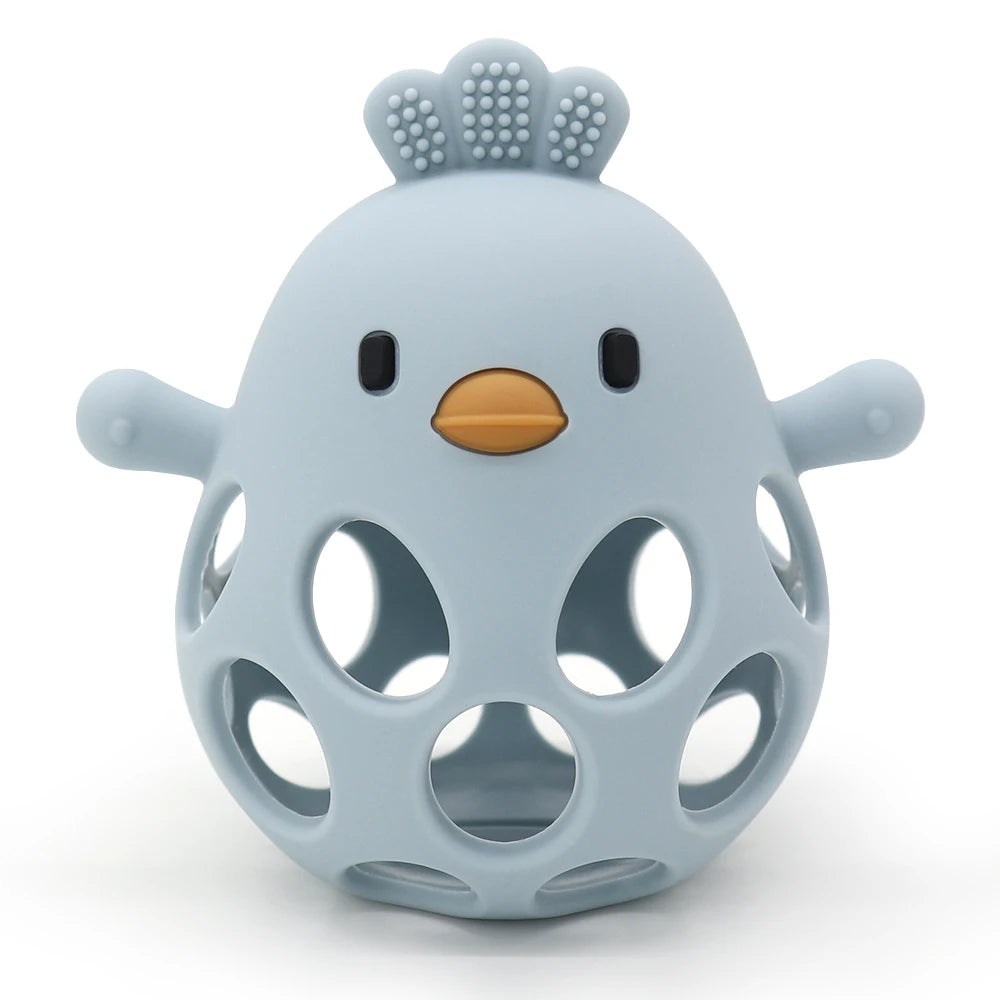 Silicone Baby Teething Gloves – Cartoon Chick Design Anti-Bite Hand Protection for Gum Relief (3+ Months)