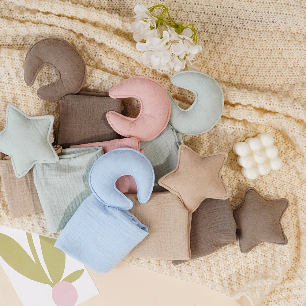 Baby Cotton Muslin Comfort Blanket - Cute Cat Doll Security Towel for Infants
