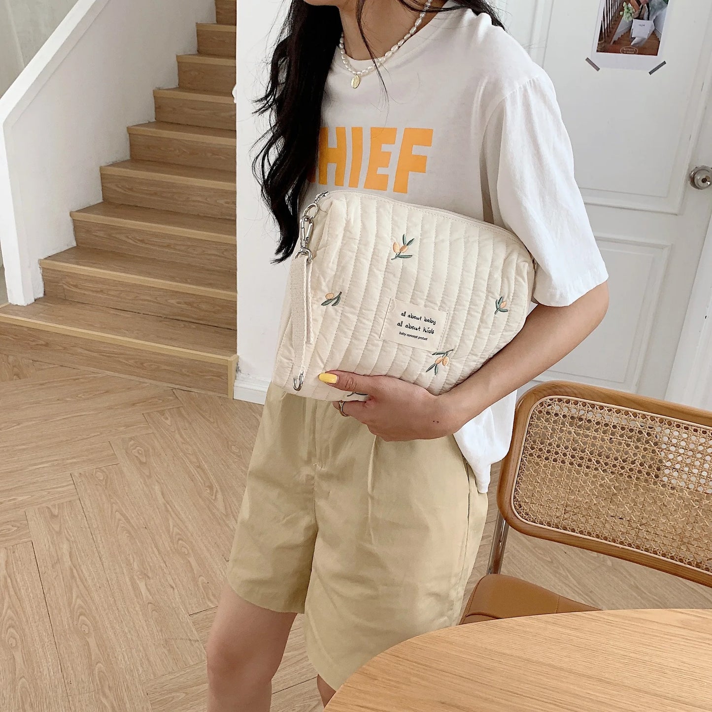 Ins Cotton Diaper Bag for Stroller Hanging Bag Baby Items Nappy Caddy Organizer Mommy Bag Zipper Cute Women Makeup Bag Kids