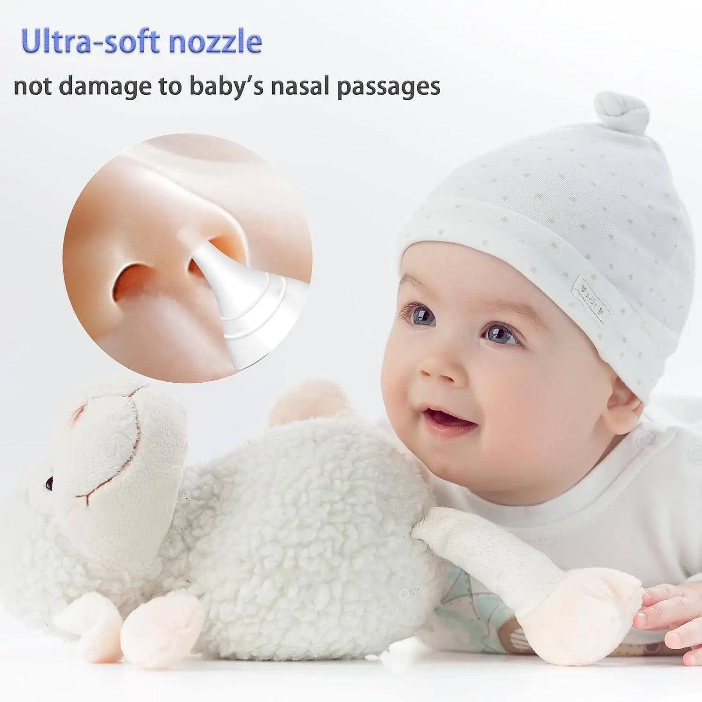 Electric Baby Nasal Aspirator β USB Rechargeable Nose Cleaner with Music, Lights & 3 Silicone Tips (Anti-Backflow Design)