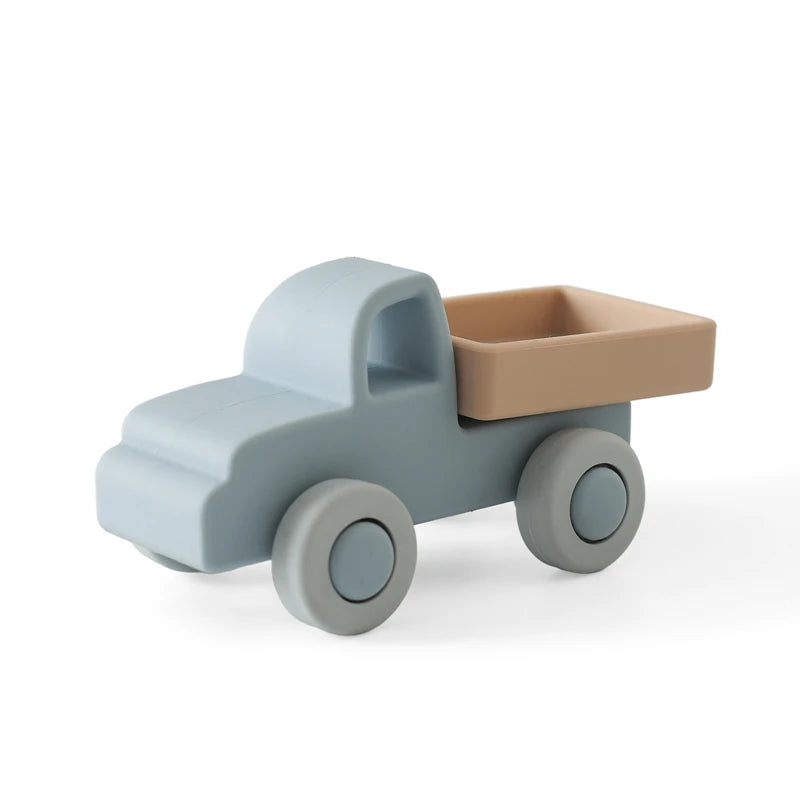 Montessori Silicone Car Toys - Educational Teether Blocks for Babies 0-12 Months