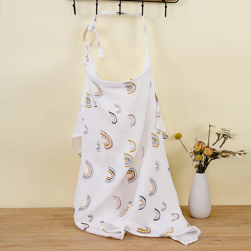 Breathable Cotton Nursing Cover - Maternity Breastfeeding Privacy Apron & Stroller Blanket
