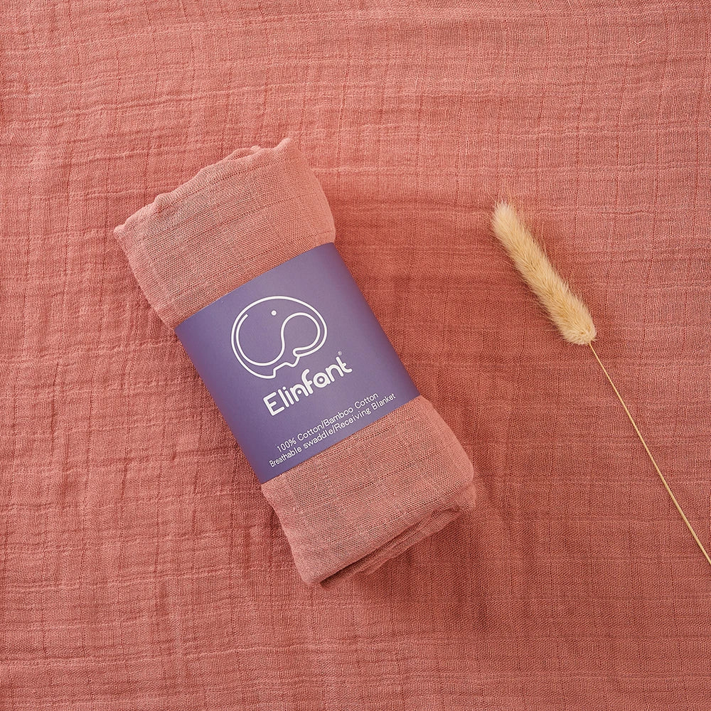 Bamboo Cotton Baby Muslin Swaddle Blanket - 120x110cm Soft Print Wrap by Elinfant