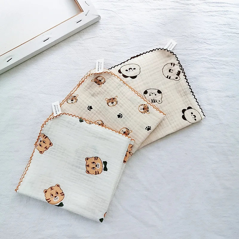 4-Layer Muslin Baby Face Towels – Soft Cotton Bibs & Burp Cloths for Newborns (0-12 Months)