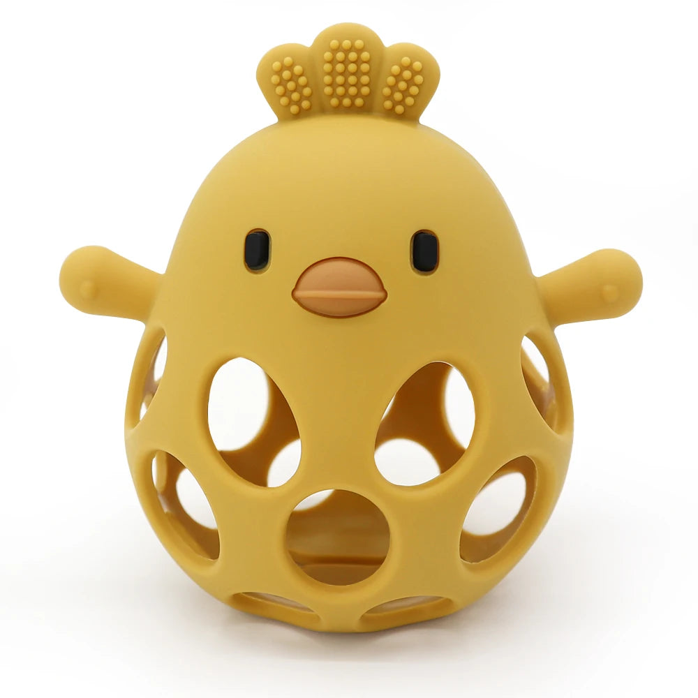 Silicone Baby Teething Gloves – Cartoon Chick Design Anti-Bite Hand Protection for Gum Relief (3+ Months)