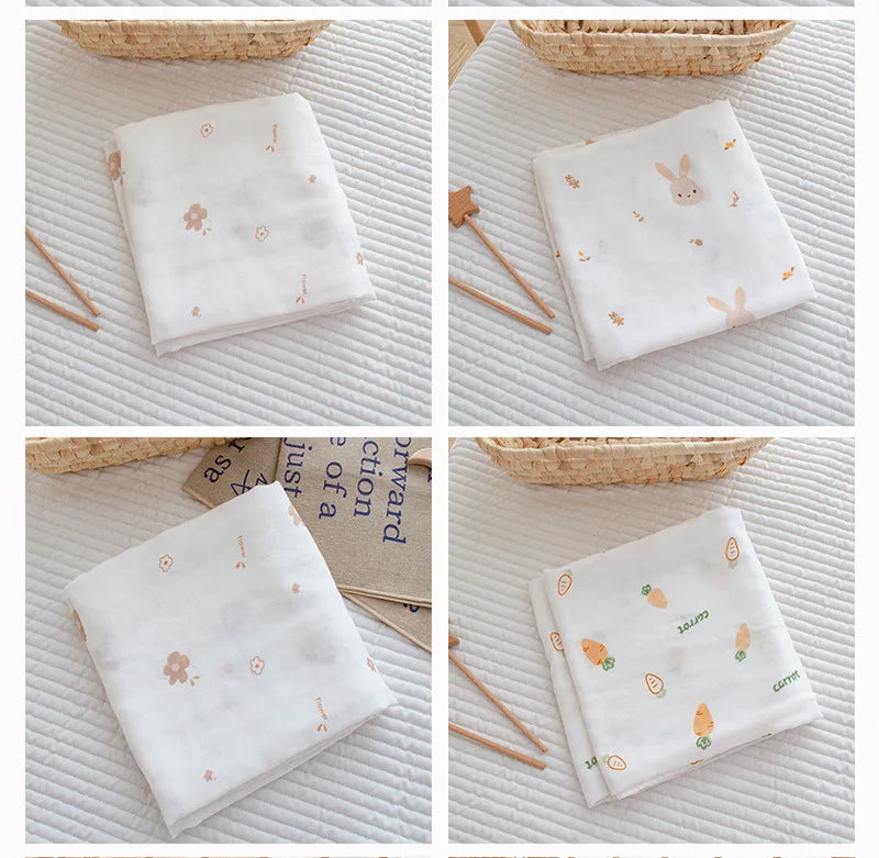 Newborn Baby Swaddle Blanket Summer Bamboo Cotton Muslin Swaddle Soft Bedding Thin Receive Blankets Stroller Cover