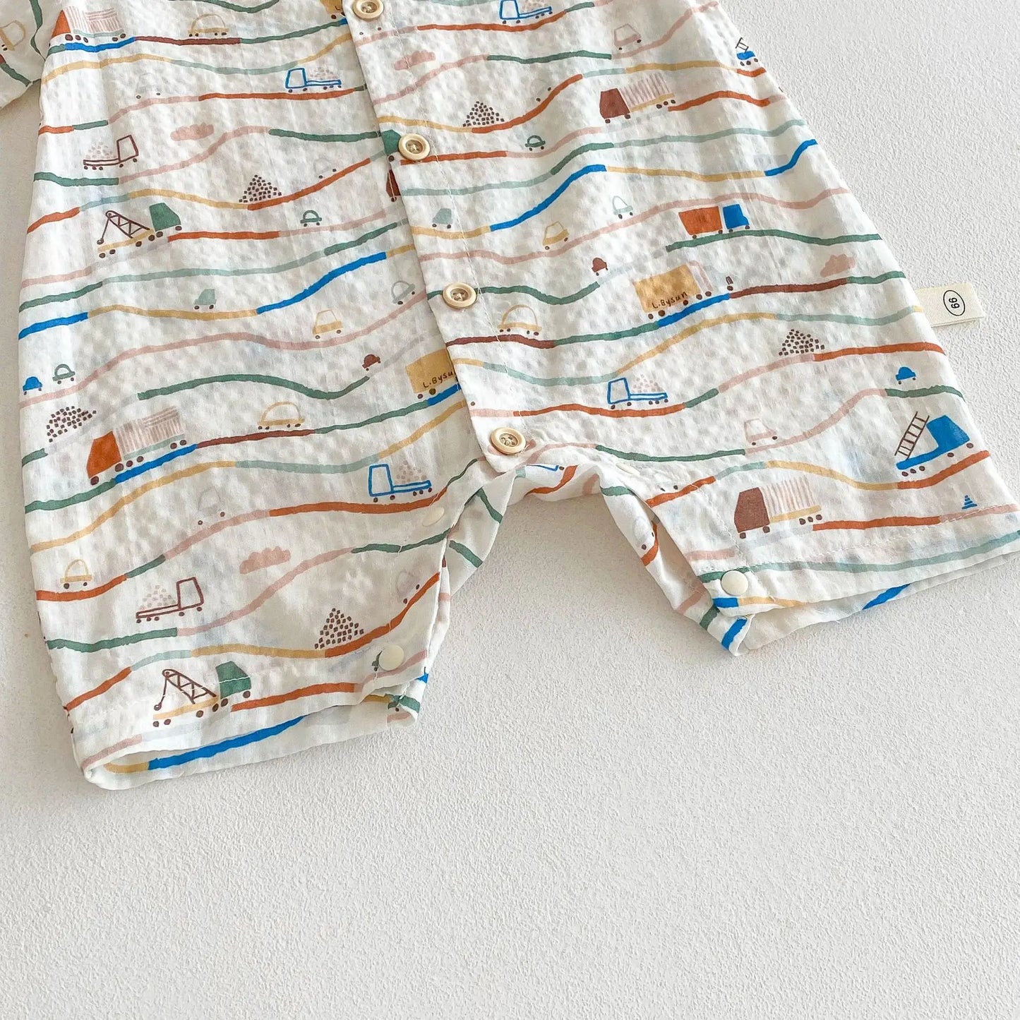 Baby Car Climbing Suit 2025 New Summer Newborn Outdoor Clothes Trendy Baby Full Version Cartoon Jumpsuit