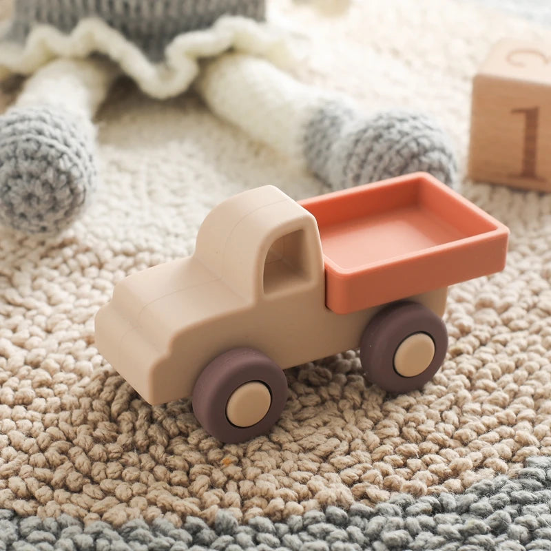 Montessori Silicone Car Toys - Educational Teether Blocks for Babies 0-12 Months