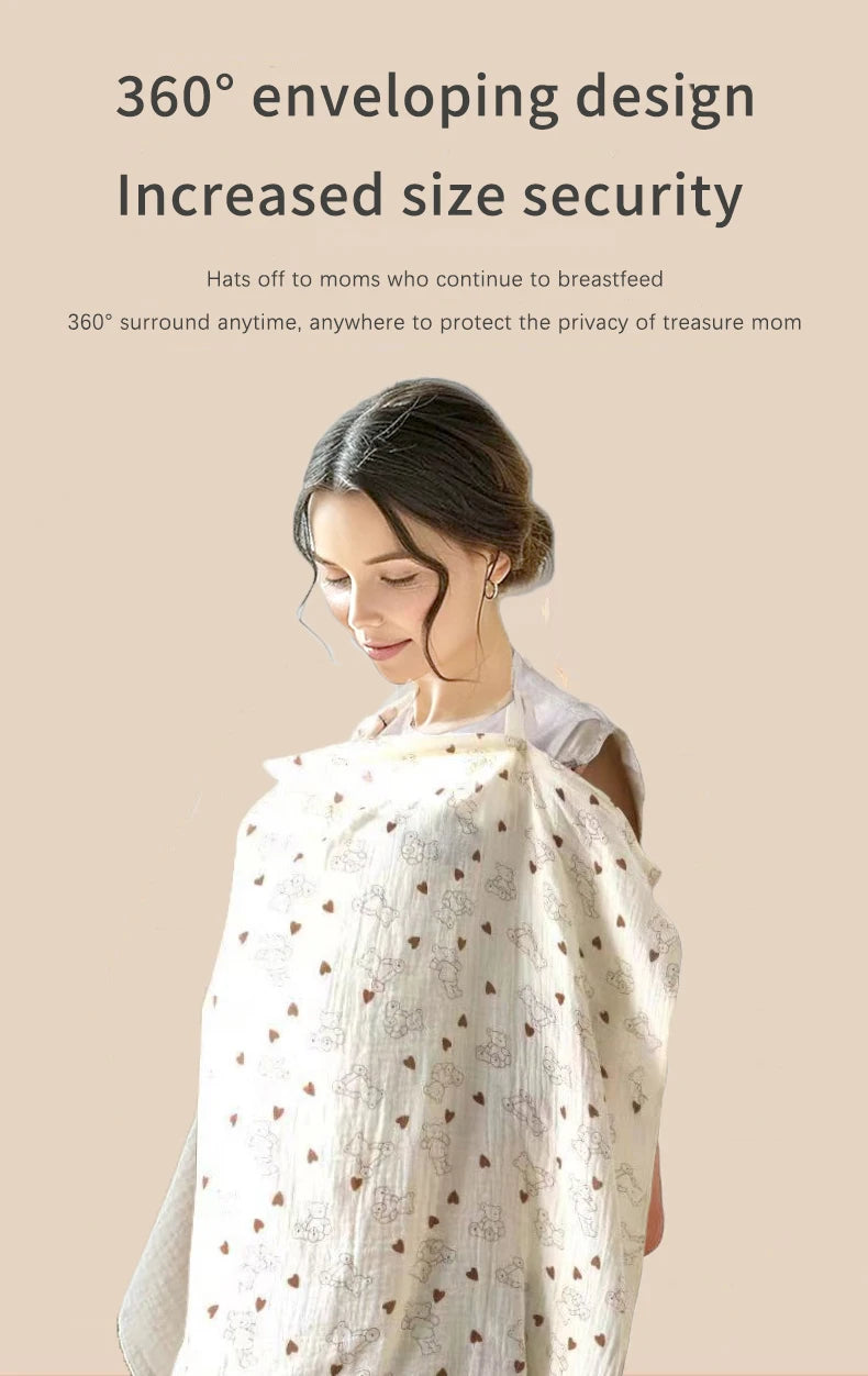 Premium Muslin Nursing Cover - Breathable Breastfeeding Apron with Arch Neckline