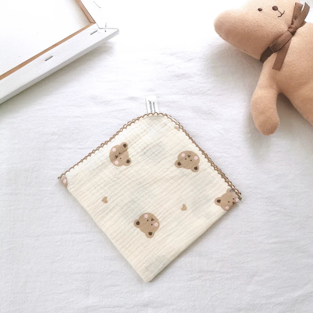 4-Layer Muslin Baby Face Towels – Soft Cotton Bibs & Burp Cloths for Newborns (0-12 Months)