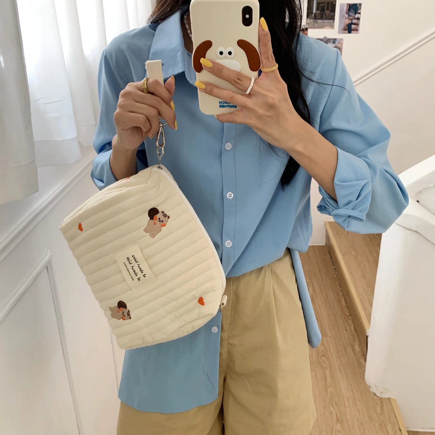 Ins Cotton Diaper Bag for Stroller Hanging Bag Baby Items Nappy Caddy Organizer Mommy Bag Zipper Cute Women Makeup Bag Kids