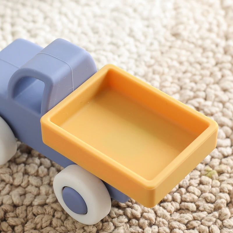 Montessori Silicone Car Toys - Educational Teether Blocks for Babies 0-12 Months