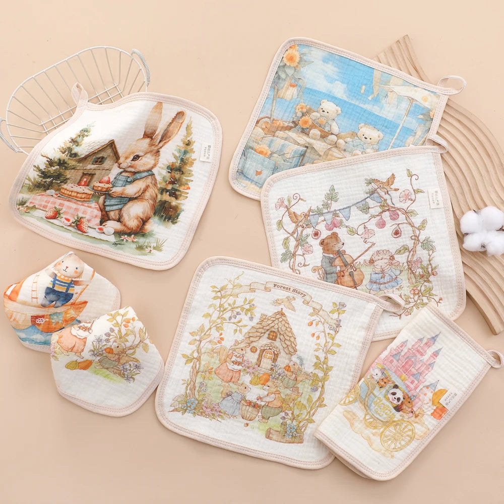 Cotton Baby Face Towel Newborn Baby Items 6 Layer Muslin Baby Bibs Handkerchief Soft Saliva Towel Feeding Burp Cloths