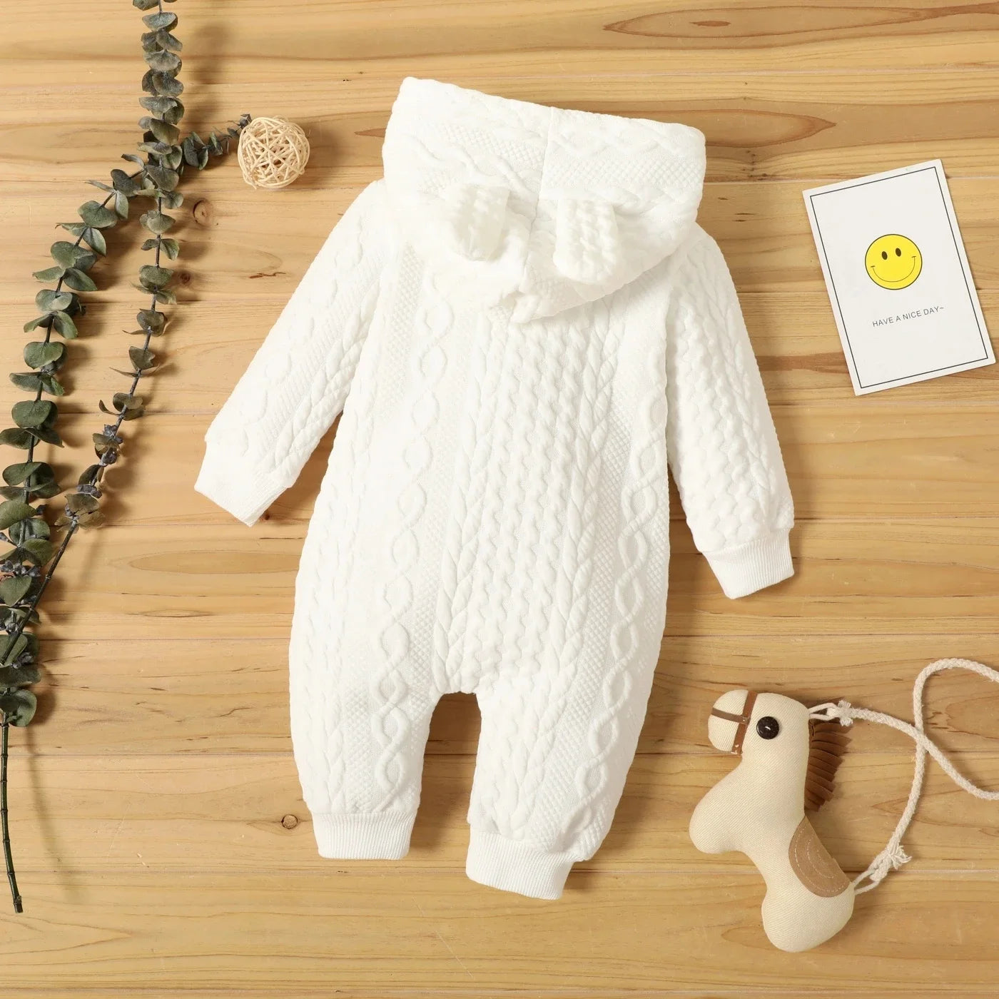 Cute Ears Hooded Baby Romper - Long Sleeve Bodysuit for Newborns 0-18 Months