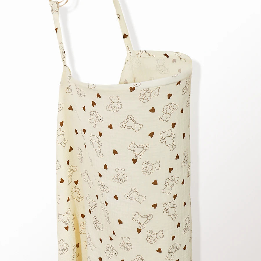 Premium Muslin Nursing Cover - Breathable Breastfeeding Apron with Arch Neckline