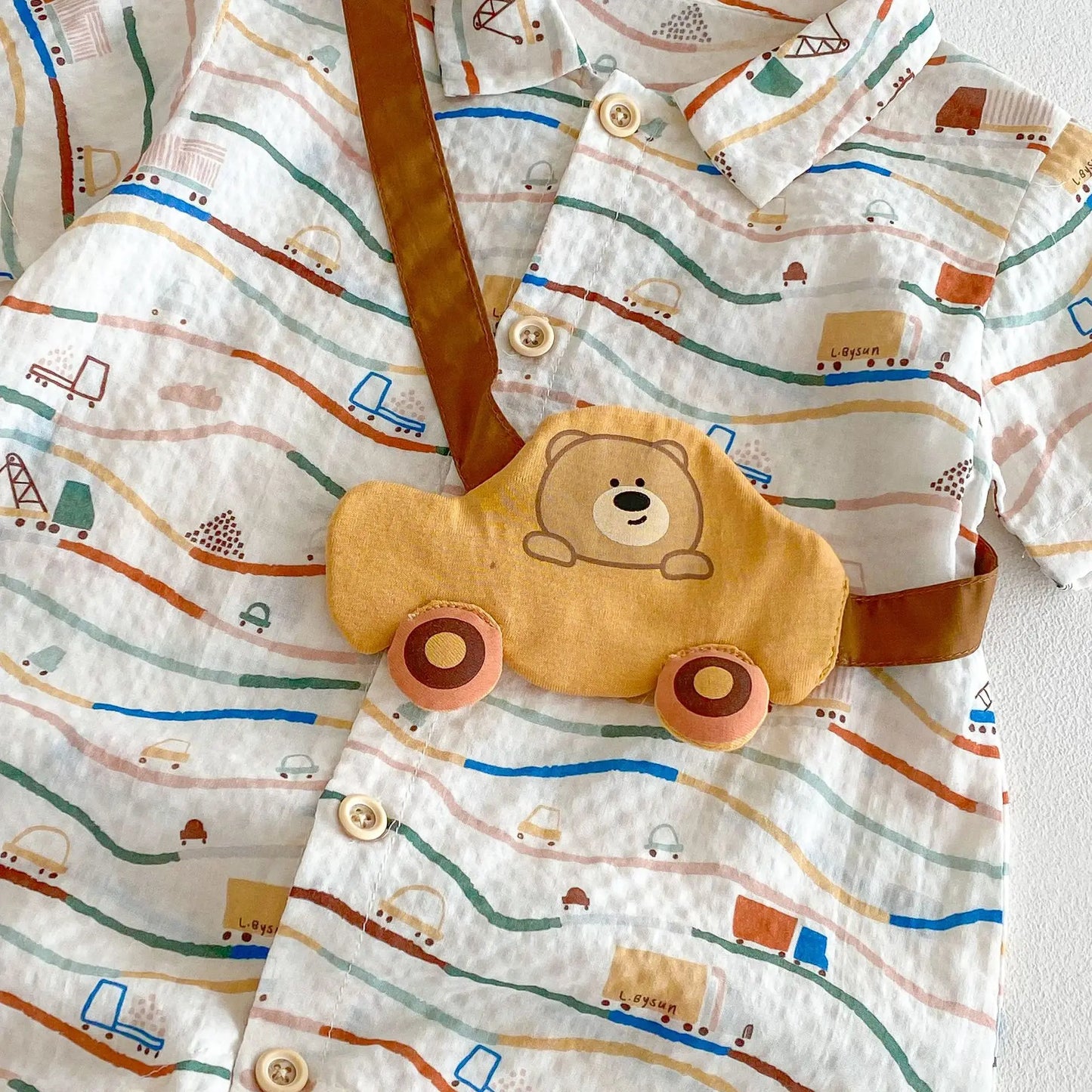 Baby Car Climbing Suit 2025 New Summer Newborn Outdoor Clothes Trendy Baby Full Version Cartoon Jumpsuit