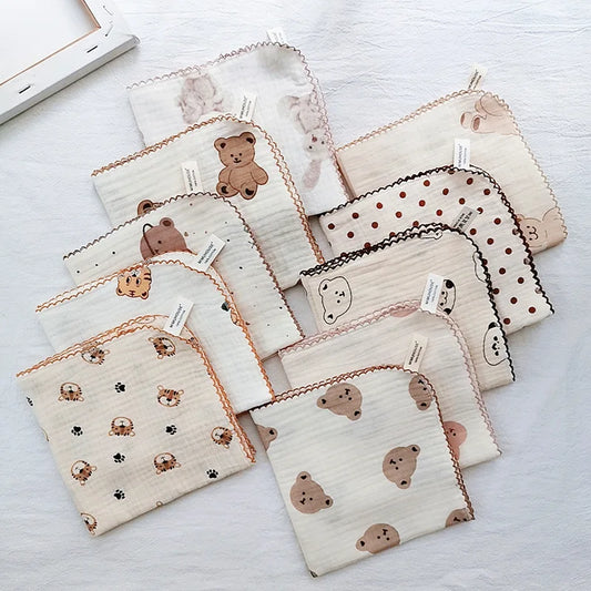 4-Layer Muslin Baby Face Towels – Soft Cotton Bibs & Burp Cloths for Newborns (0-12 Months)