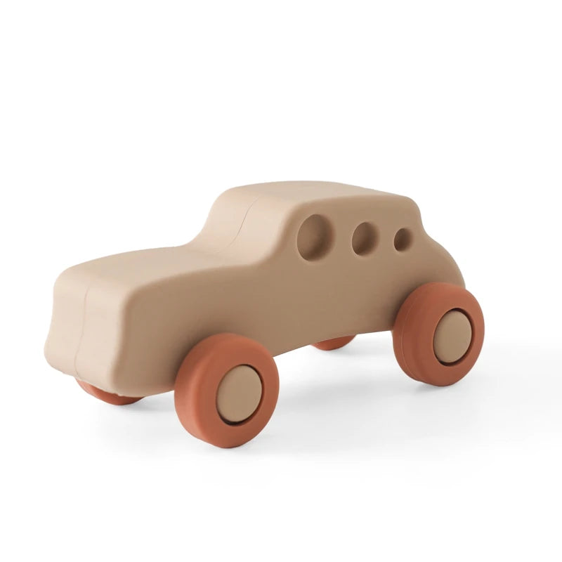 Montessori Silicone Car Toys - Educational Teether Blocks for Babies 0-12 Months
