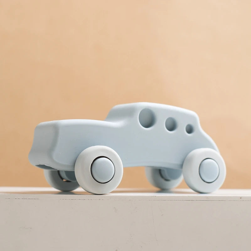 Montessori Silicone Car Toys - Educational Teether Blocks for Babies 0-12 Months