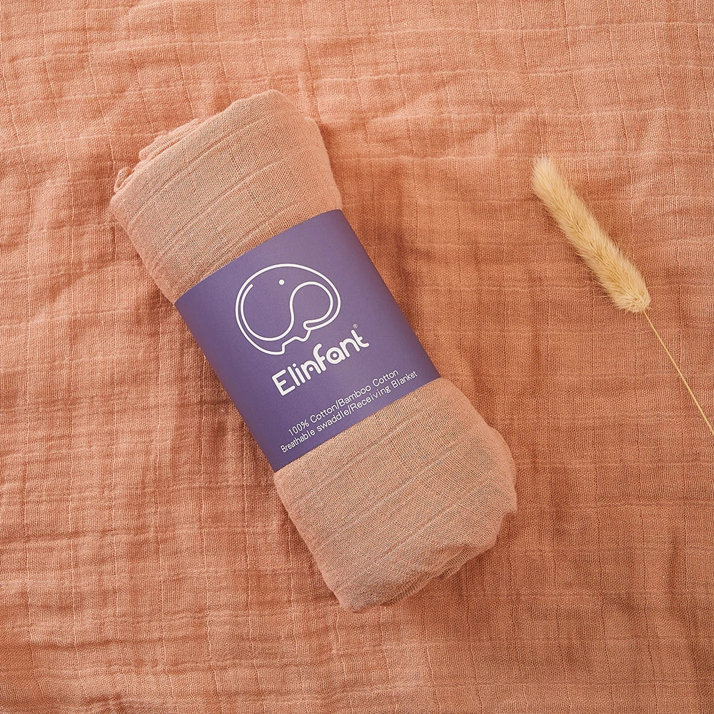 Bamboo Cotton Baby Muslin Swaddle Blanket - 120x110cm Soft Print Wrap by Elinfant