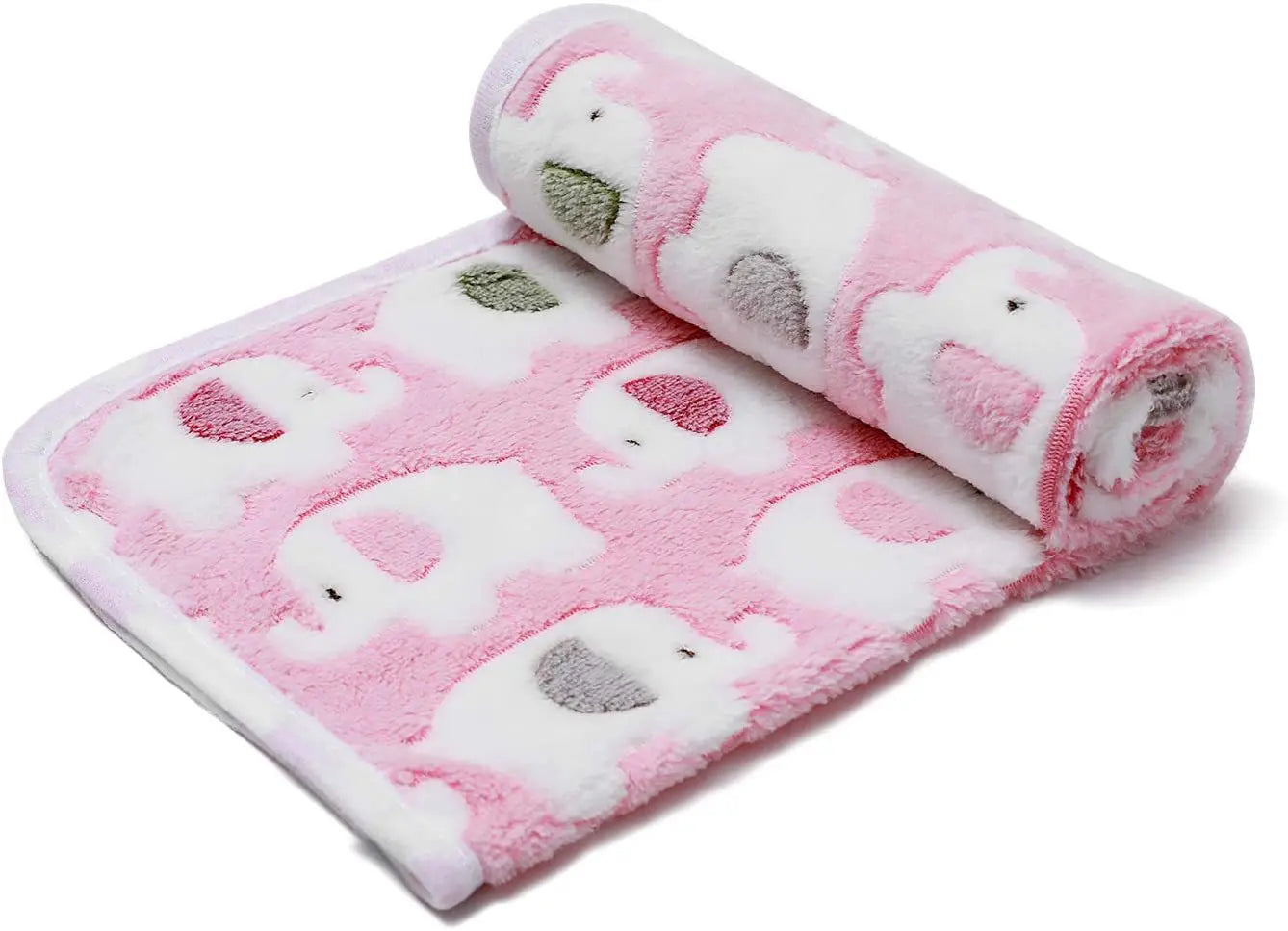 Cute Elephant Baby Blanket - Soft Coral Velvet Swaddle Wrap & Stroller Cover