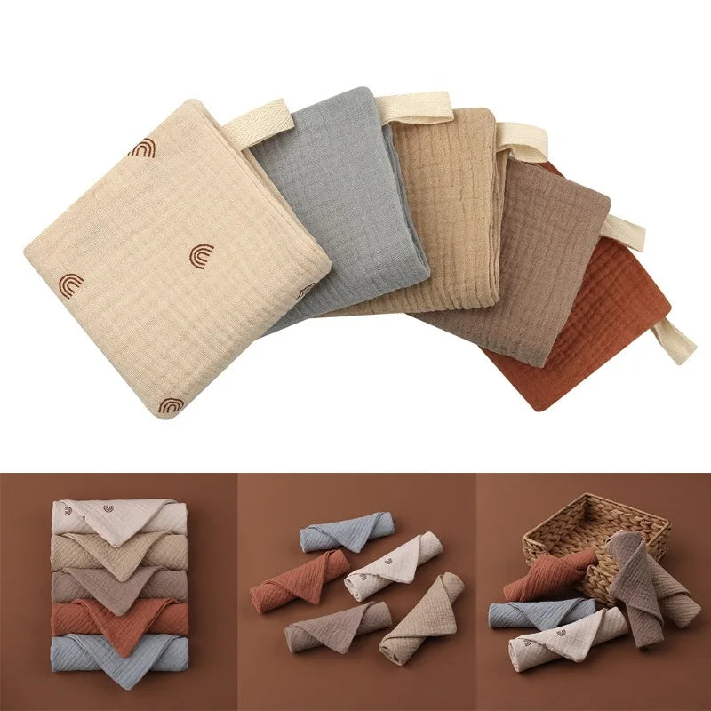 5-Pack Baby Muslin Towel Set - Soft Cotton Gauze Washcloths for Newborns