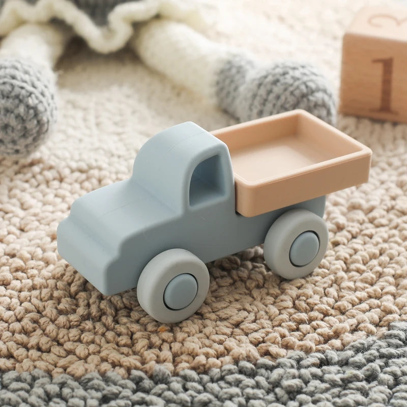 Montessori Silicone Car Toys - Educational Teether Blocks for Babies 0-12 Months