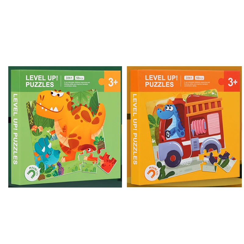 Magnetic Puzzles Games for Kids Busy Quiet Cartoon Animals Jigsaw Book Montessori Baby Educational Toys Children's Early Gifts