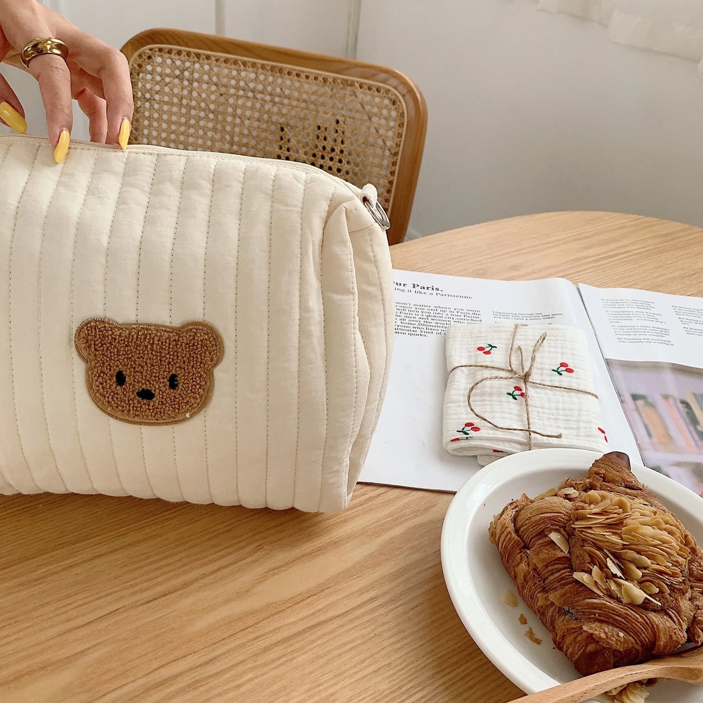 Ins Cotton Diaper Bag for Stroller Hanging Bag Baby Items Nappy Caddy Organizer Mommy Bag Zipper Cute Women Makeup Bag Kids