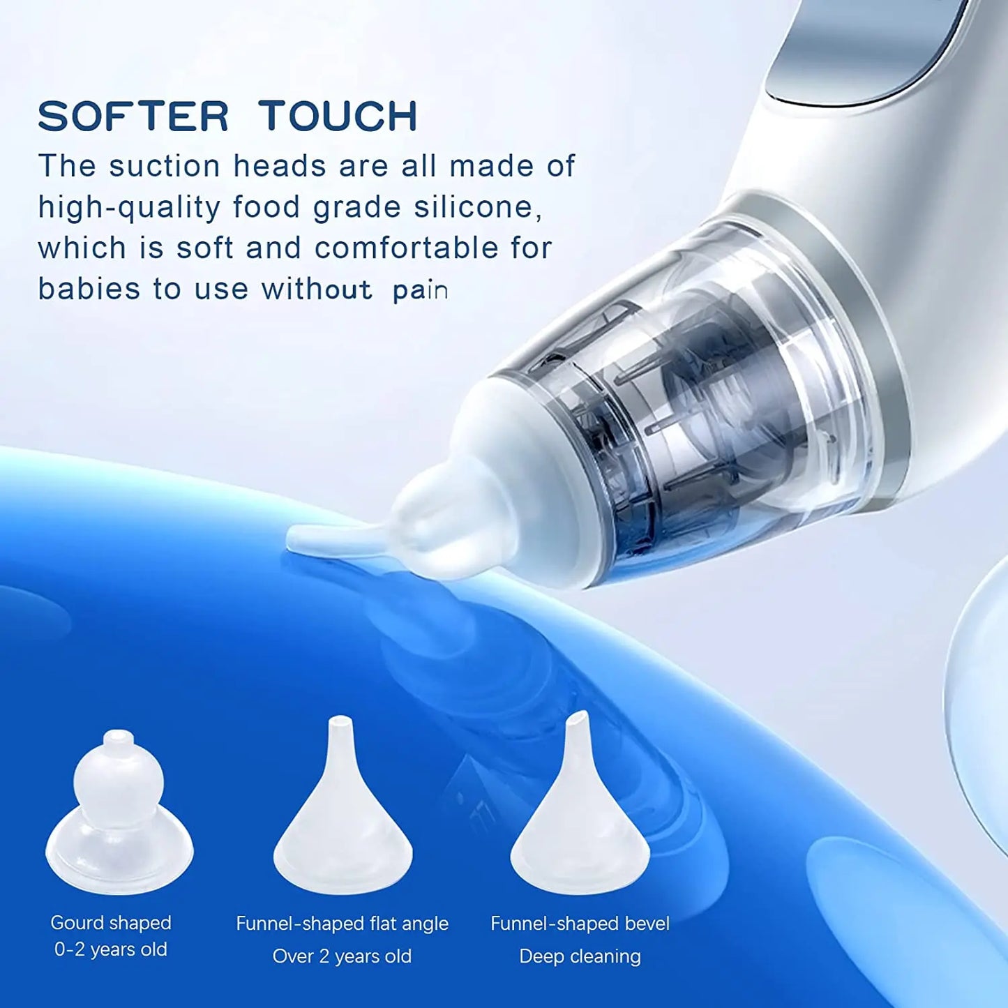 Electric Baby Nasal Aspirator β USB Rechargeable Nose Cleaner with Music, Lights & 3 Silicone Tips (Anti-Backflow Design)