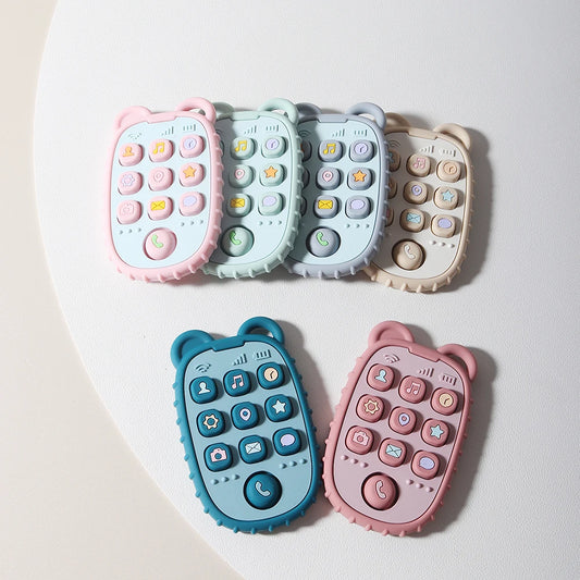 New Baby Phone Teether - Silicone Mobile Shape Sensory Educational Toy Gift Set