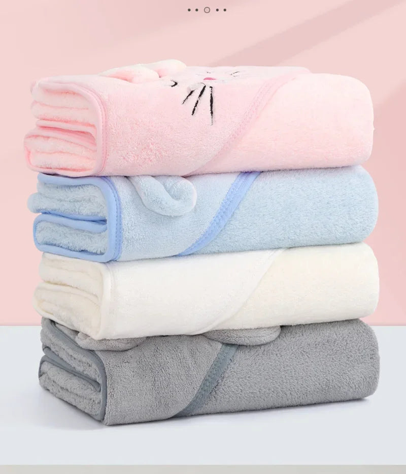 Personalized Custom name Embroidered Newborn letter Nursery Baby Soft Bath Towels Gifts for Boy Girl Toddler Bathrobe Warm