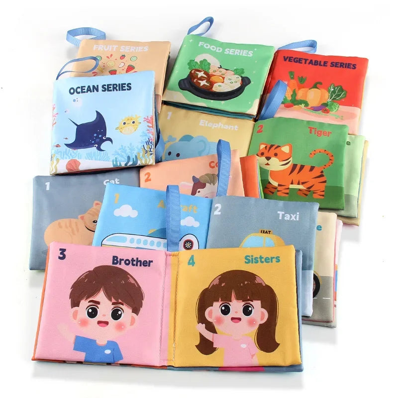 Cloth Book for Early Education - 4-Page 8-Sided English Learning Book for Kids