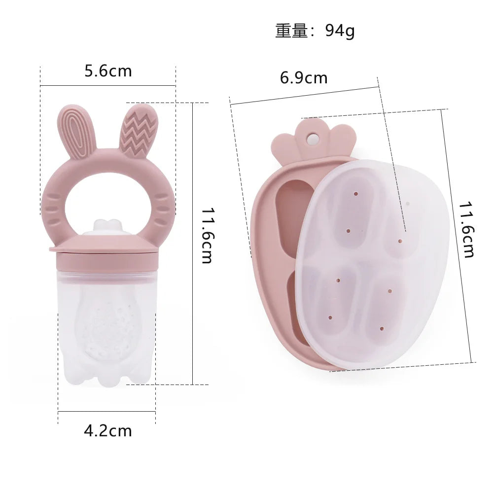 Silicone Fruit & Vegetable Teether Toys – Fun Ice Cream Mold Design for Baby Feeding (6+ Months)