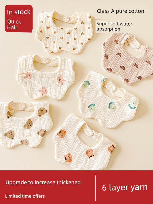 Saliva Towel Baby Spring and Summer Bib Newborn Baby Pure Cotton Gauze Fall and Winter Petals Bib Waterproof Milk Spilt