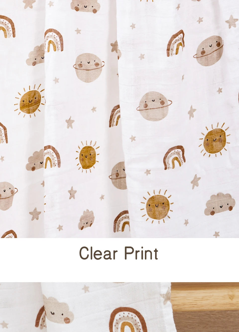 Bamboo Cotton Baby Muslin Swaddle Blanket - 120x110cm Soft Print Wrap by Elinfant