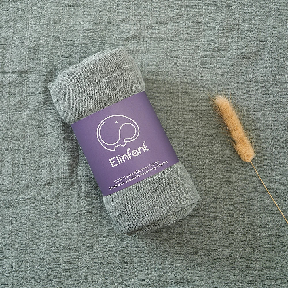 Bamboo Cotton Baby Muslin Swaddle Blanket - 120x110cm Soft Print Wrap by Elinfant