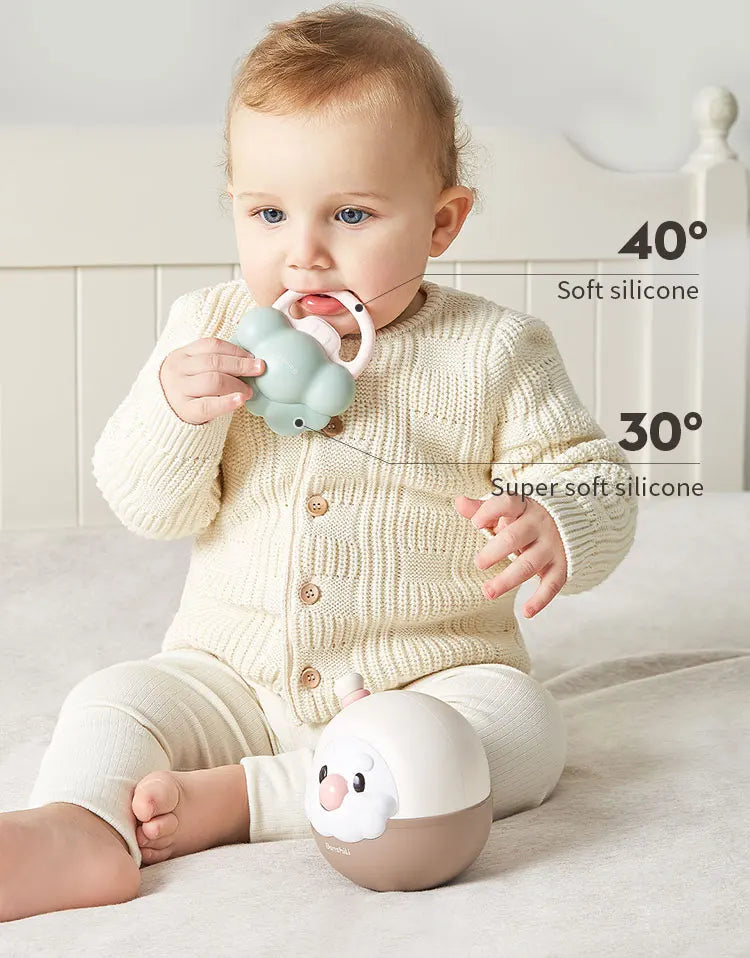 Silicone Baby Rattle Teether - Soft Chewable Sensory Toy for Infants 0-3 Years