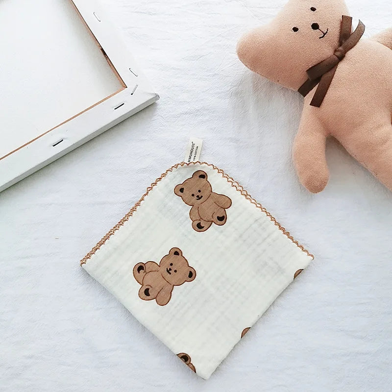 4-Layer Muslin Baby Face Towels – Soft Cotton Bibs & Burp Cloths for Newborns (0-12 Months)