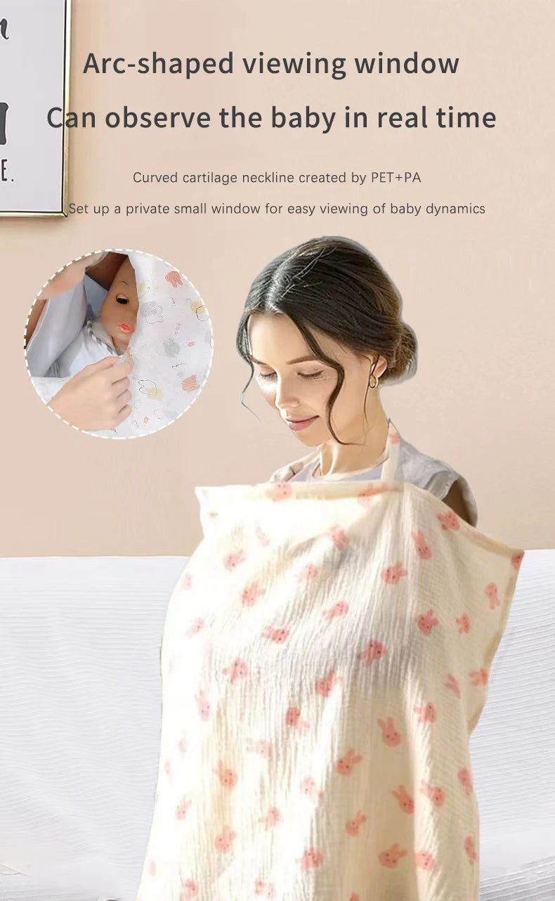 Premium Muslin Nursing Cover - Breathable Breastfeeding Apron with Arch Neckline